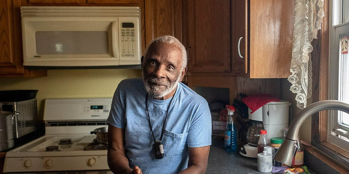 Tommie Nollie in his kitchen